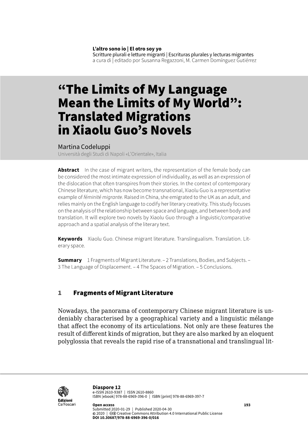 “The Limits of My Language Mean the Limits of My World”: Translated