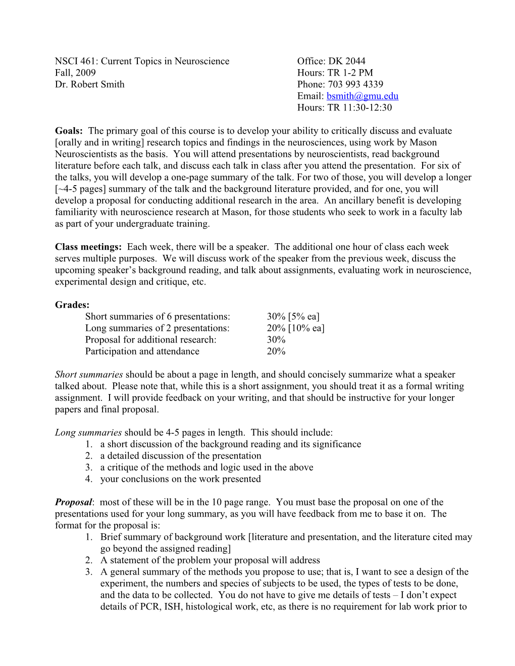 NSCI 461: Current Topics in Neuroscience