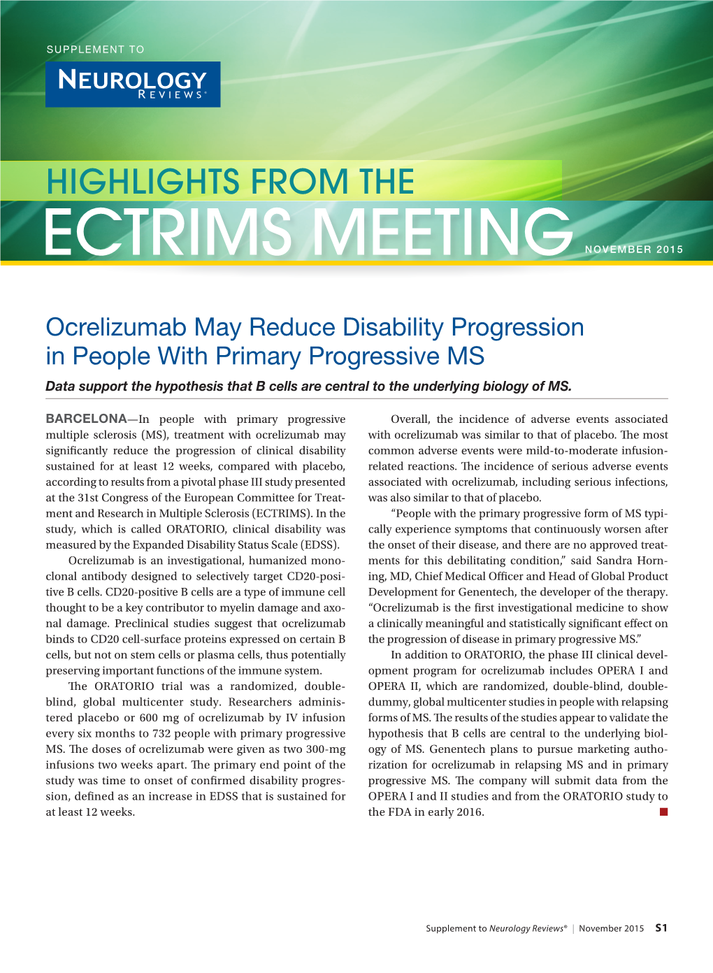 Ectrims Meeting November 2015