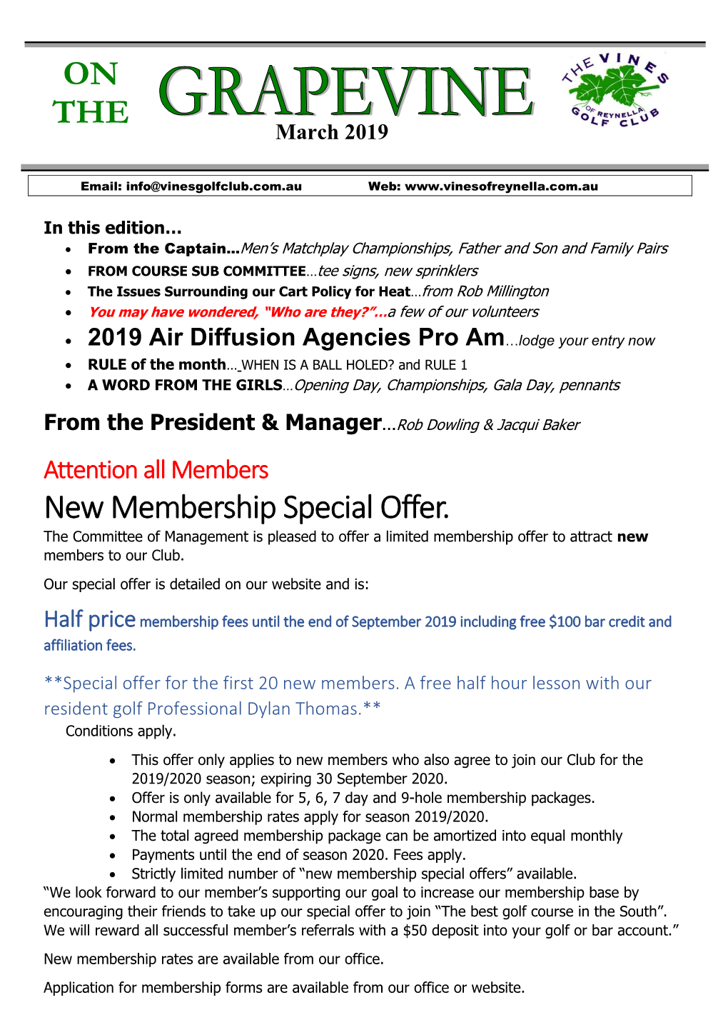 ON the New Membership Special Offer