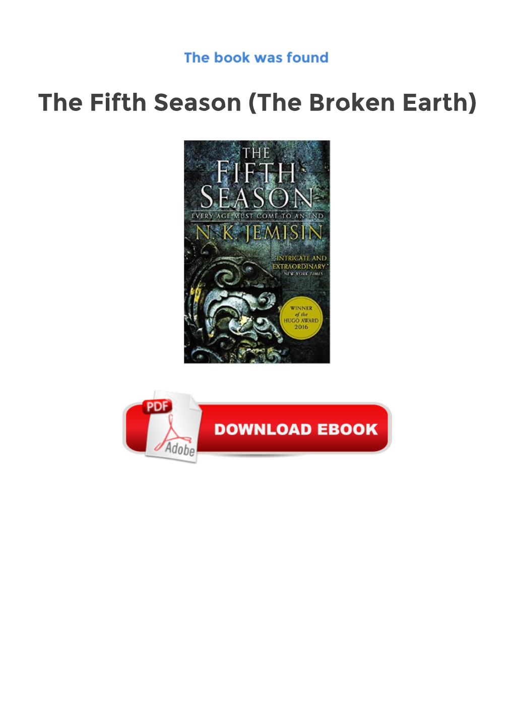 Get Ebooks the Fifth Season (The Broken Earth)