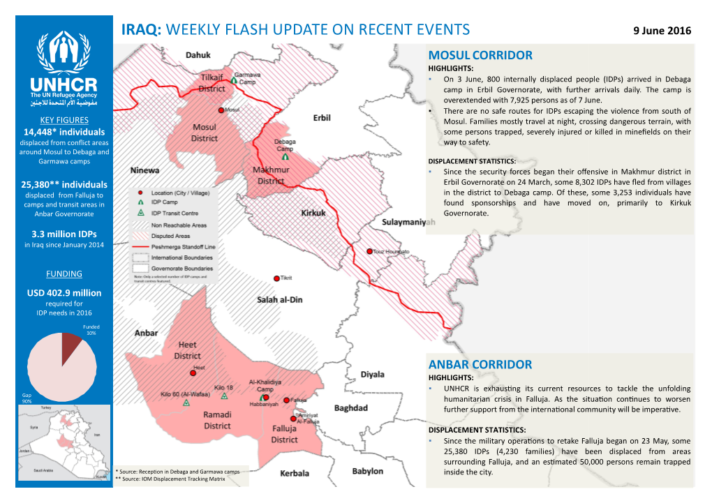 IRAQ: WEEKLY FLASH UPDATE on RECENT EVENTS 9 June 2016