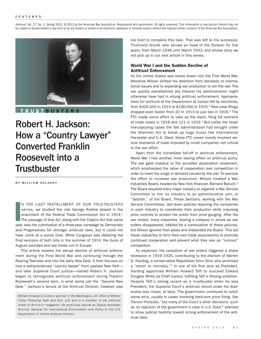 Robert H. Jackson: How a “Country Lawyer”