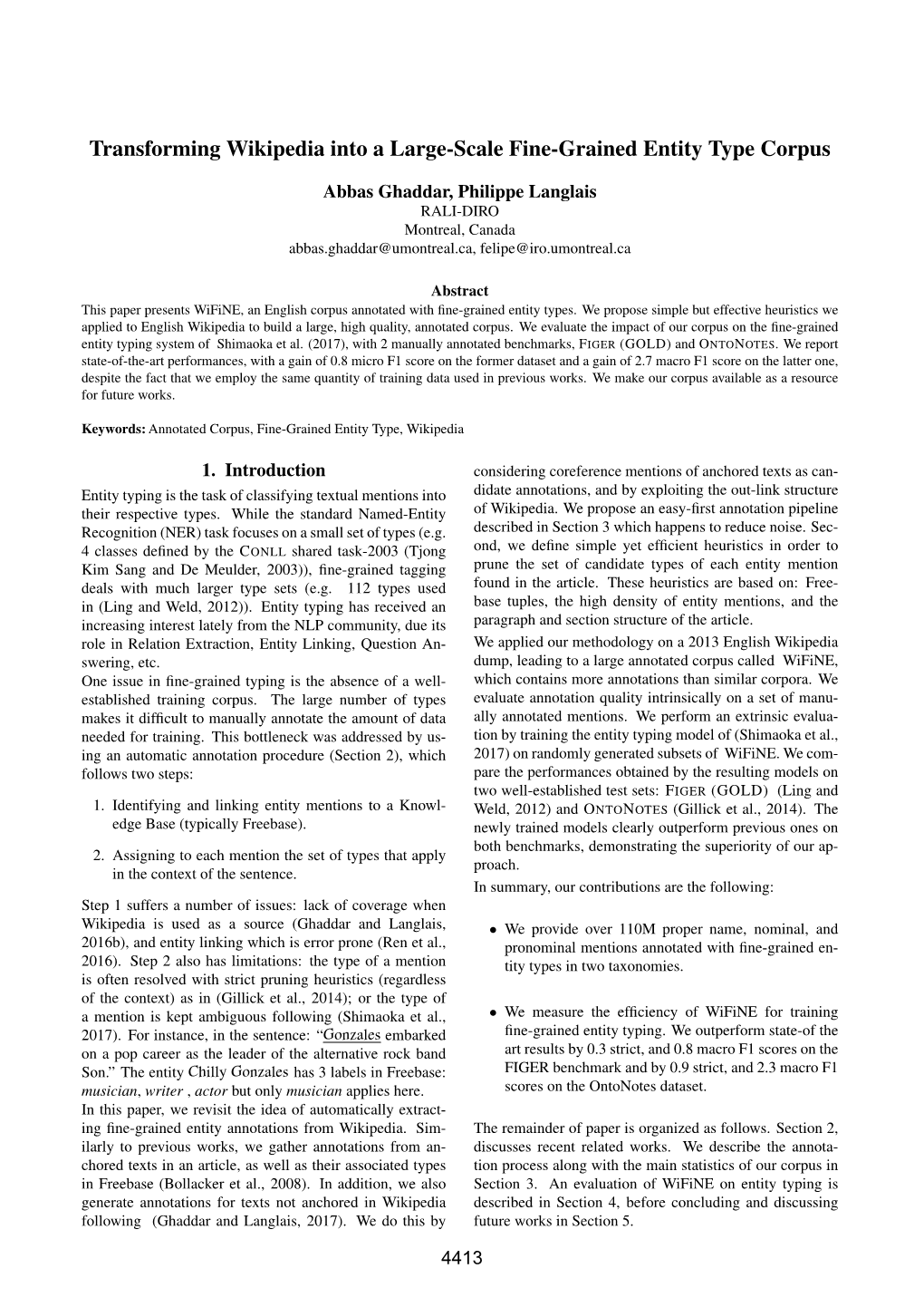 Transforming Wikipedia Into a Large-Scale Fine-Grained Entity Type Corpus