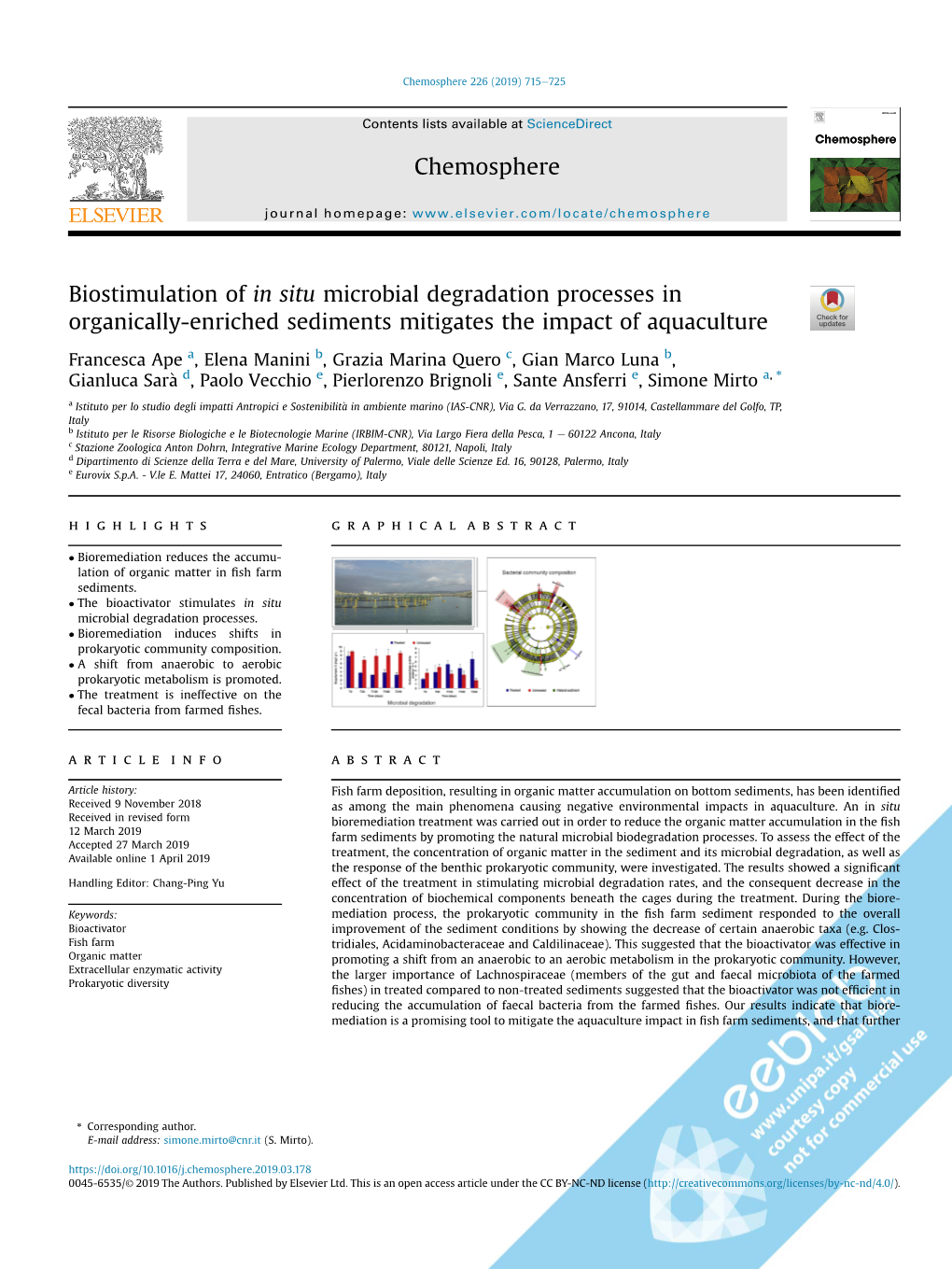 Biostimulation of in Situ Microbial Degradation Processes in Organically-Enriched Sediments Mitigates the Impact of Aquaculture