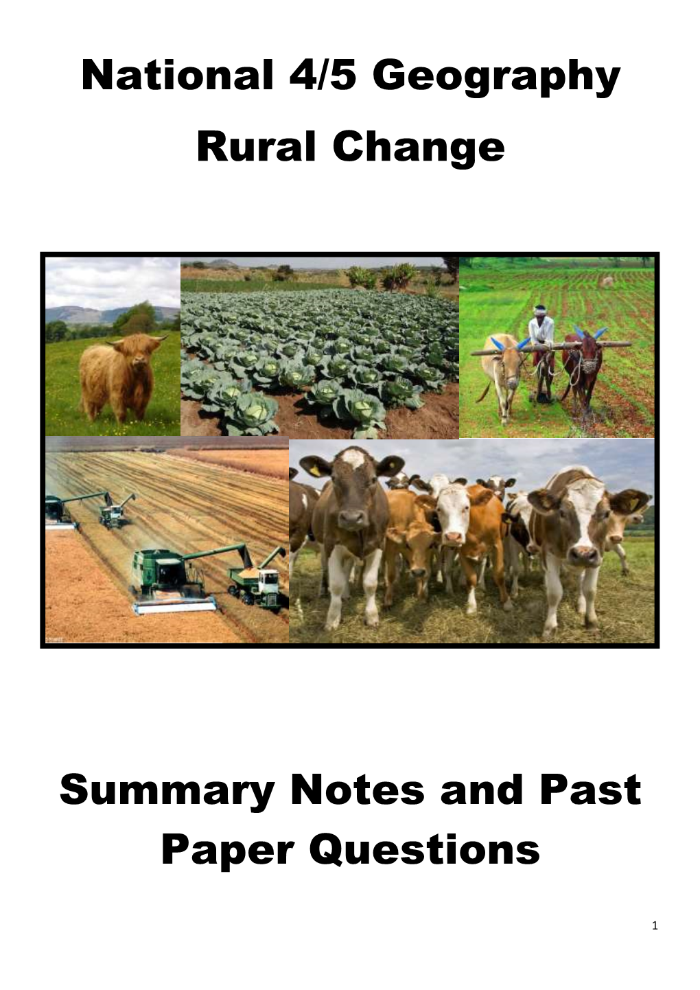 National 4/5 Geography Rural Change Summary Notes and Past