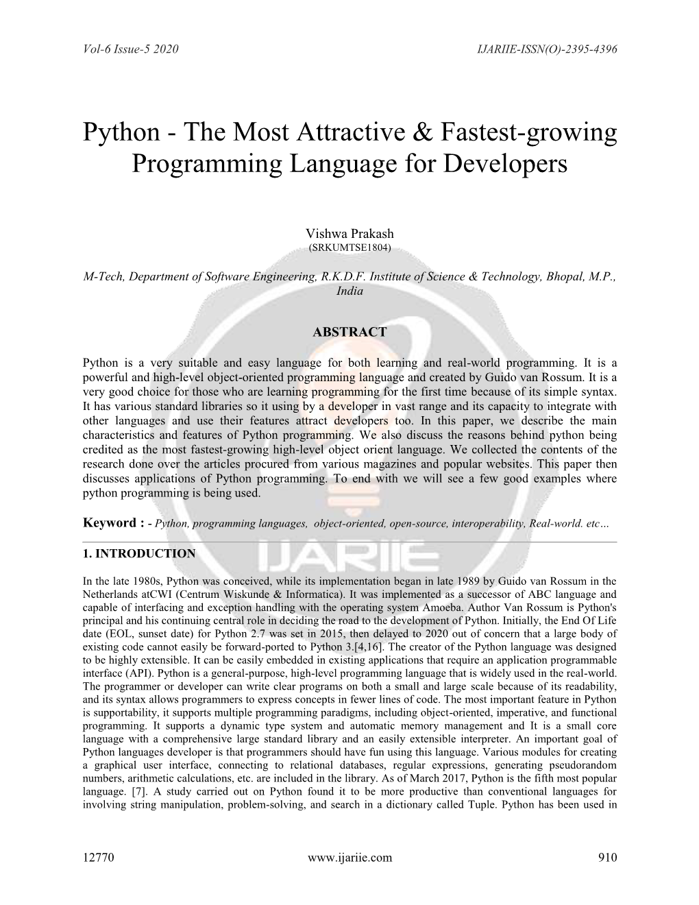 Python - the Most Attractive & Fastest-Growing Programming Language for Developers