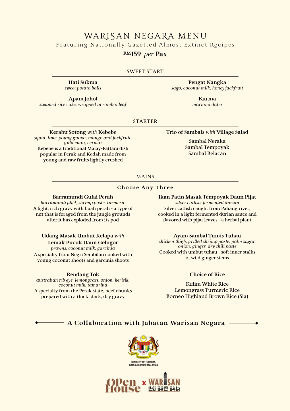 A4 Warisan Menu