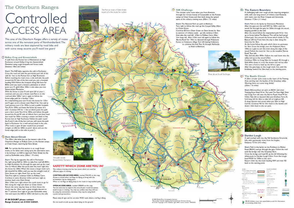 Otterburn Ranges the Roman Road of Dere Street 3 50K Challenge 4 the Eastern Boundary Is Part of a Fine Route for Cyclists