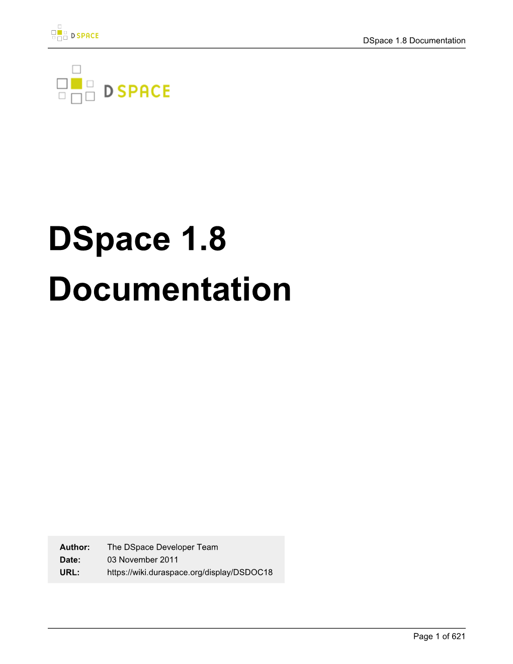 Dspace 1.8 Documentation