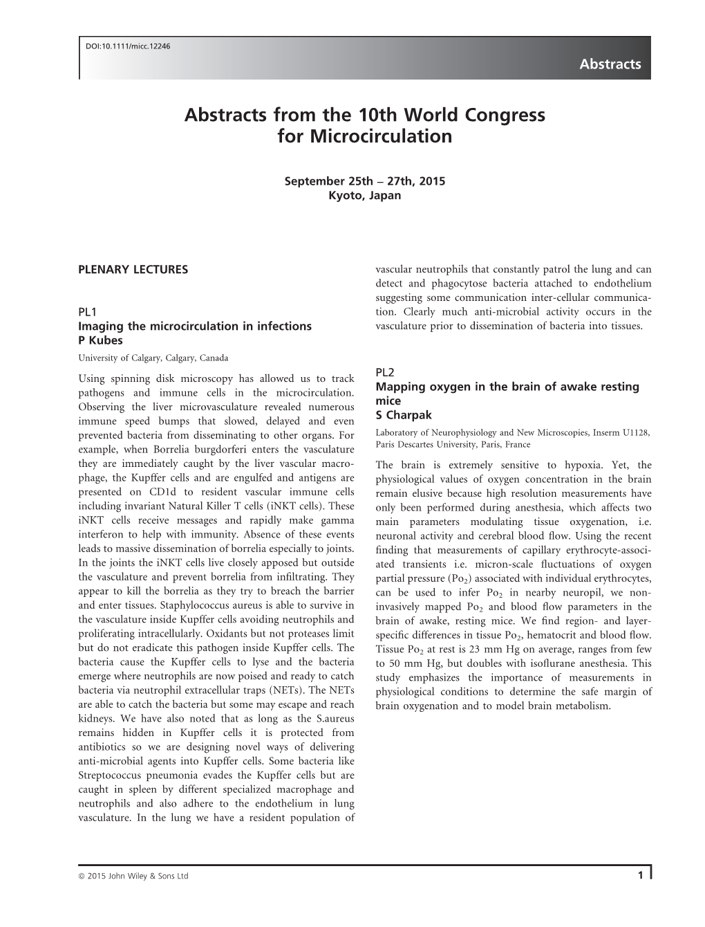 Abstracts from the 10Th World Congress for Microcirculation