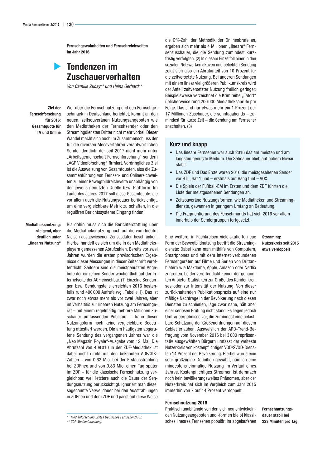 Tendenzen Im Zuschauerverhalten 131 | Media Perspektiven 3/2017