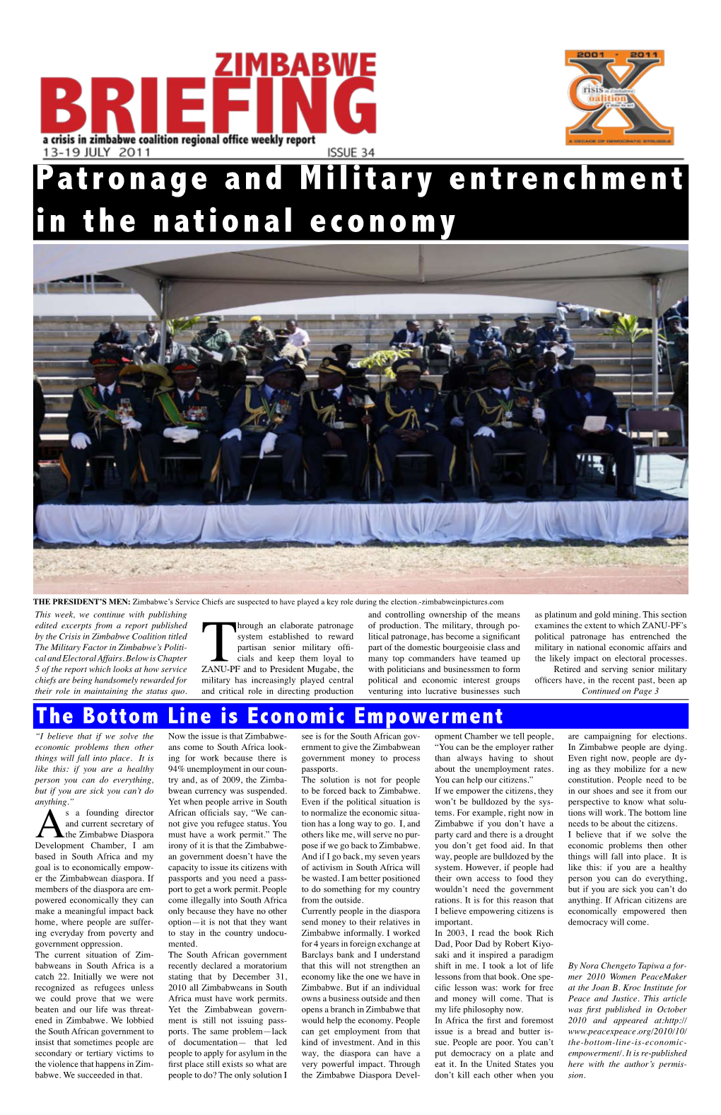 Patronage and Military Entrenchment in the National Economy