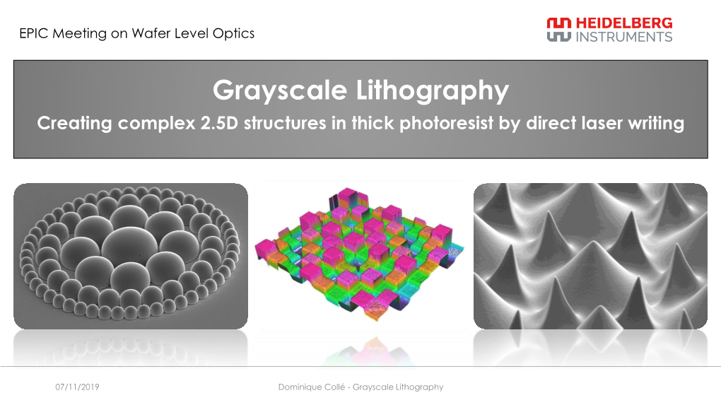 Grayscale Lithography Creating Complex 2.5D Structures in Thick Photoresist by Direct Laser Writing