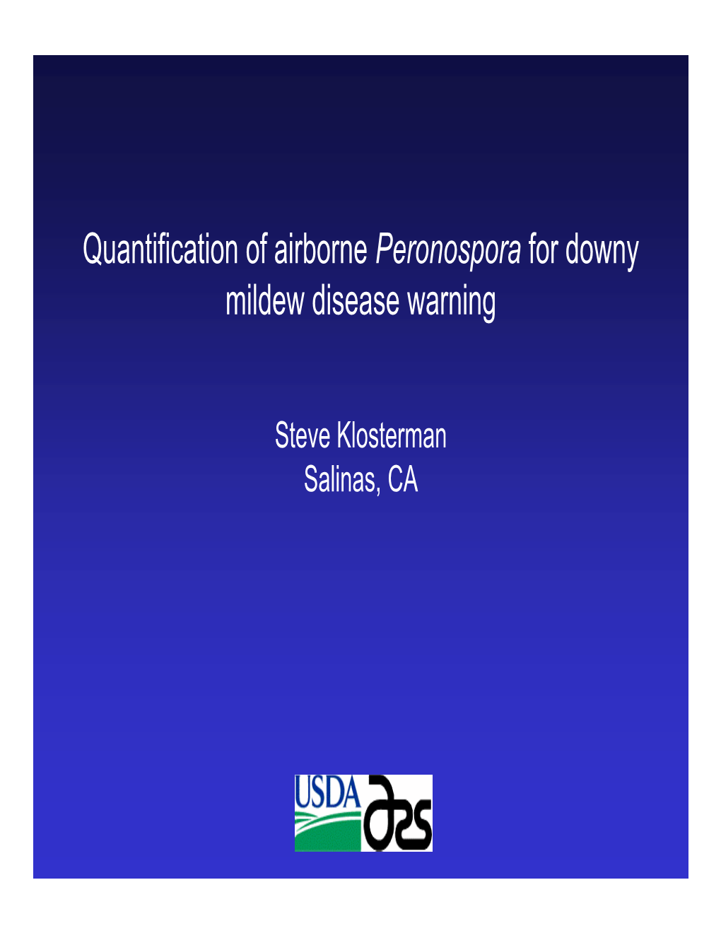 Quantification of Airborne Peronospora for Downy Mildew Disease Warning