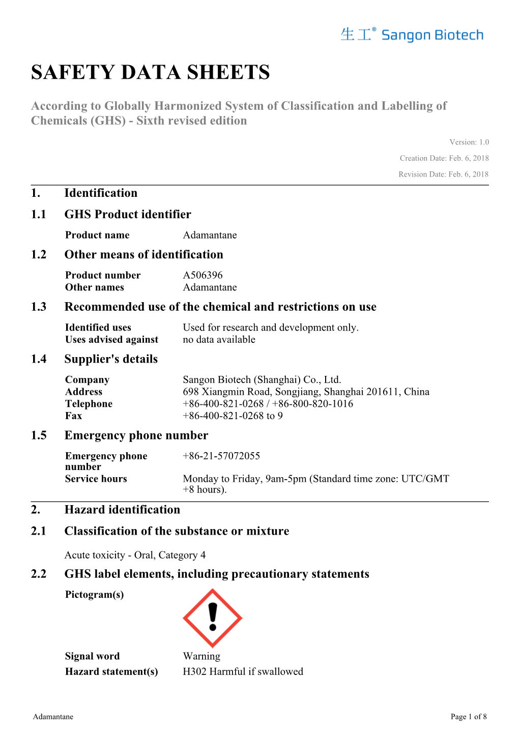 Safety Data Sheets