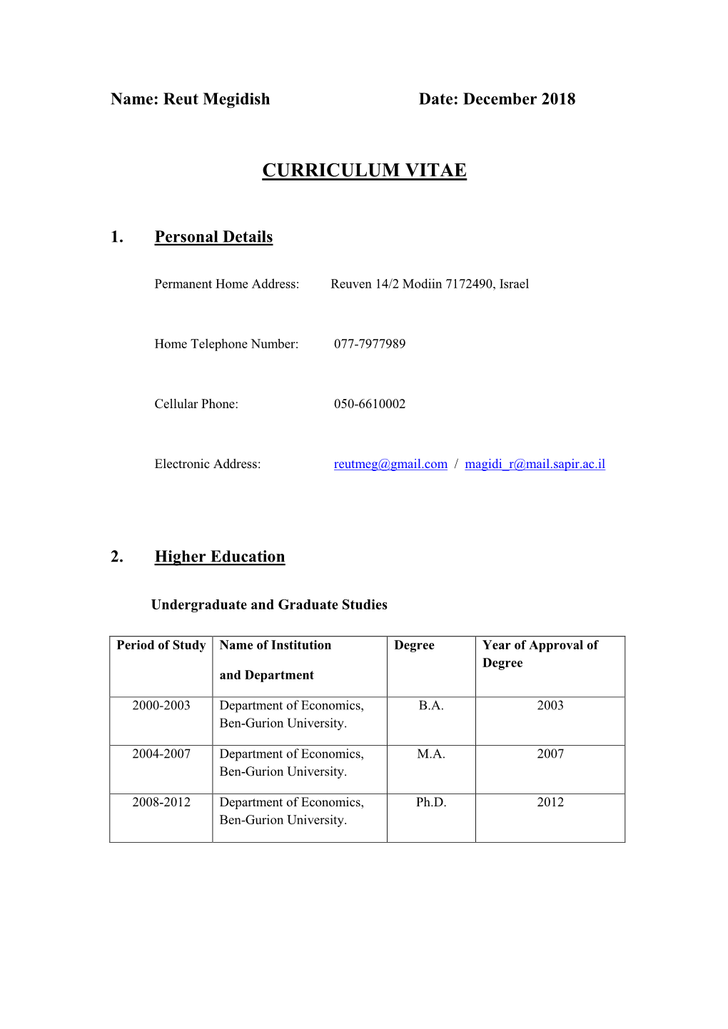 Curriculum Vitae