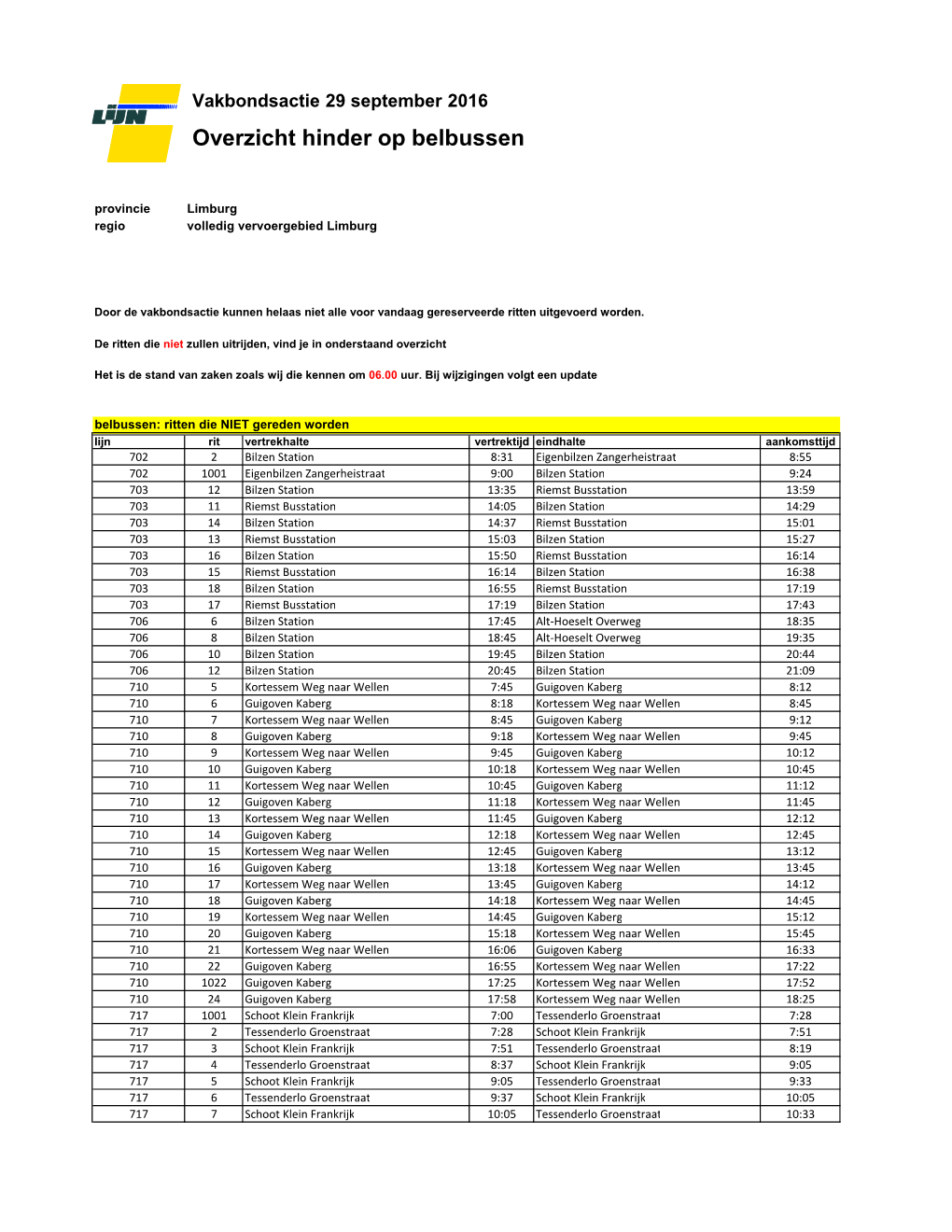 Belbussen Limburg Update 0600