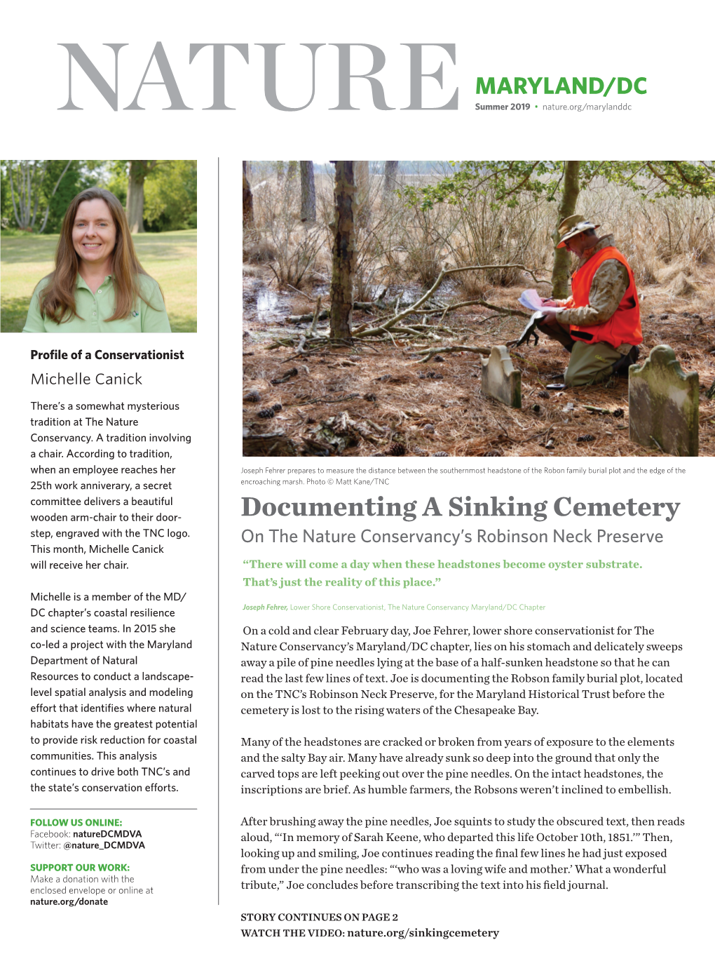 Documenting a Sinking Cemetery Step, Engraved with the TNC Logo