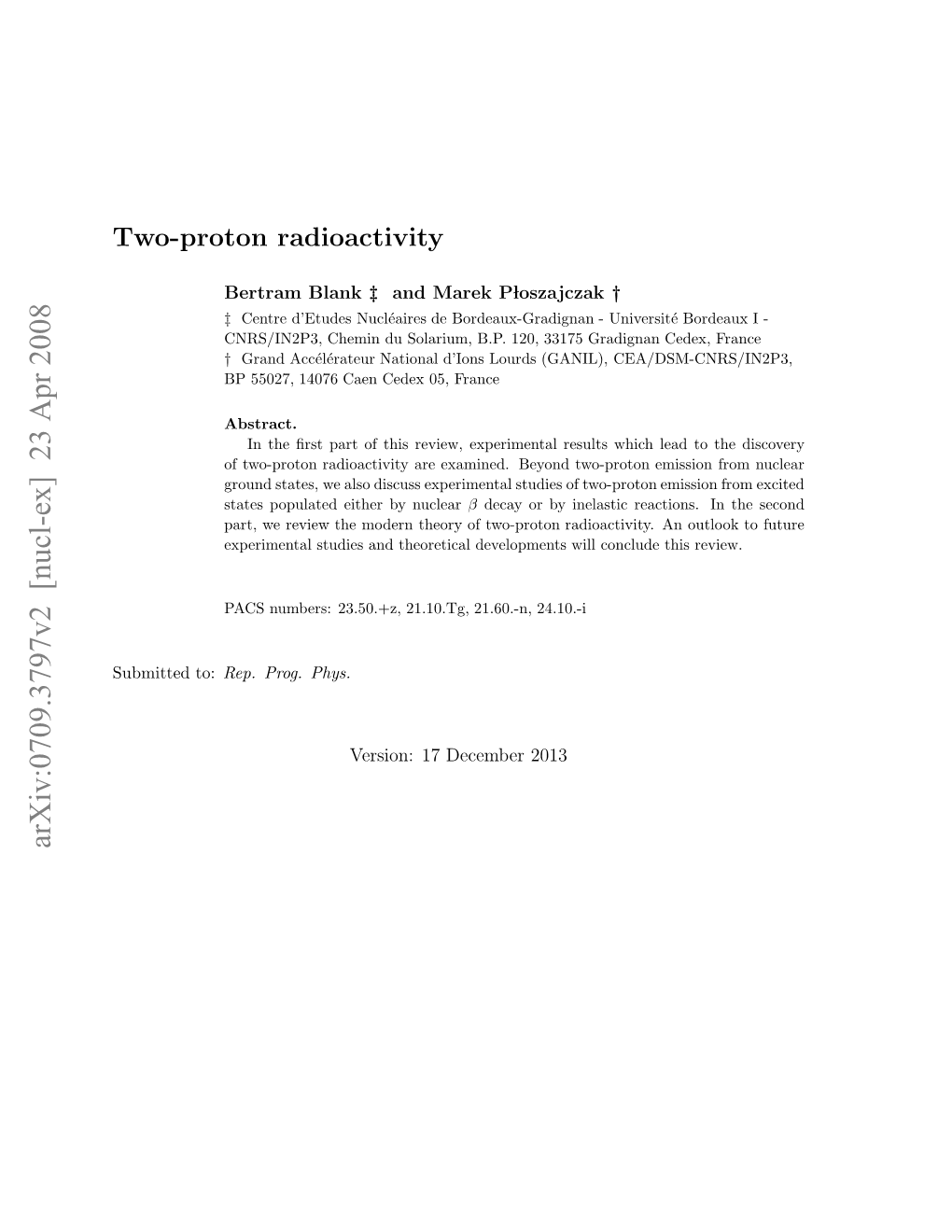 Two-Proton Radioactivity 2