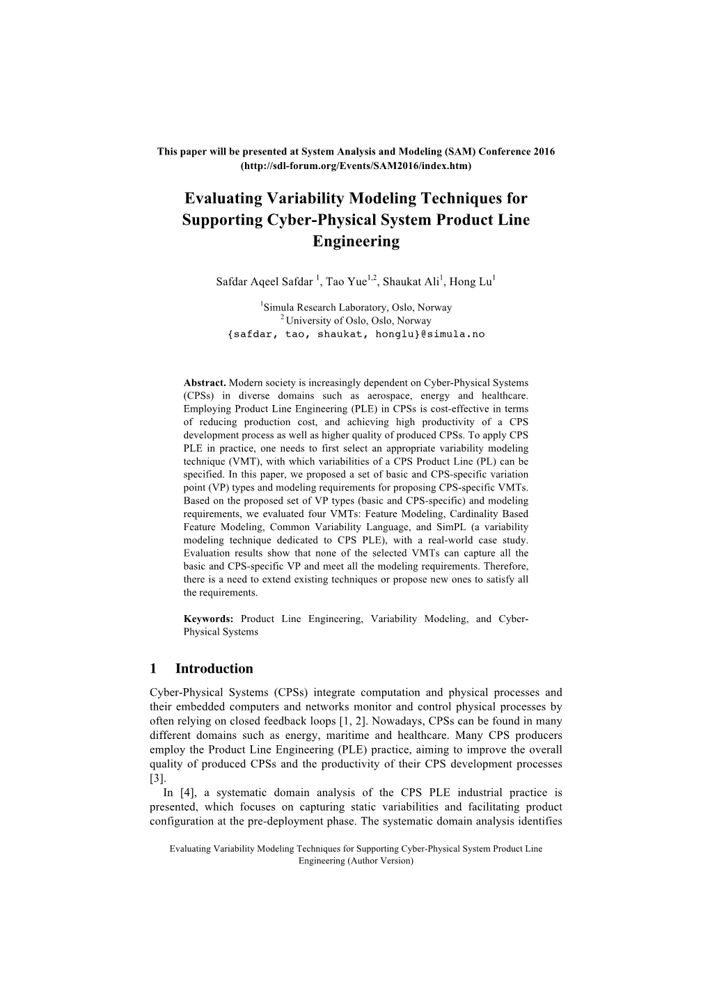 Evaluating Variability Modeling Techniques for Supporting Cyber-Physical System Product Line Engineering