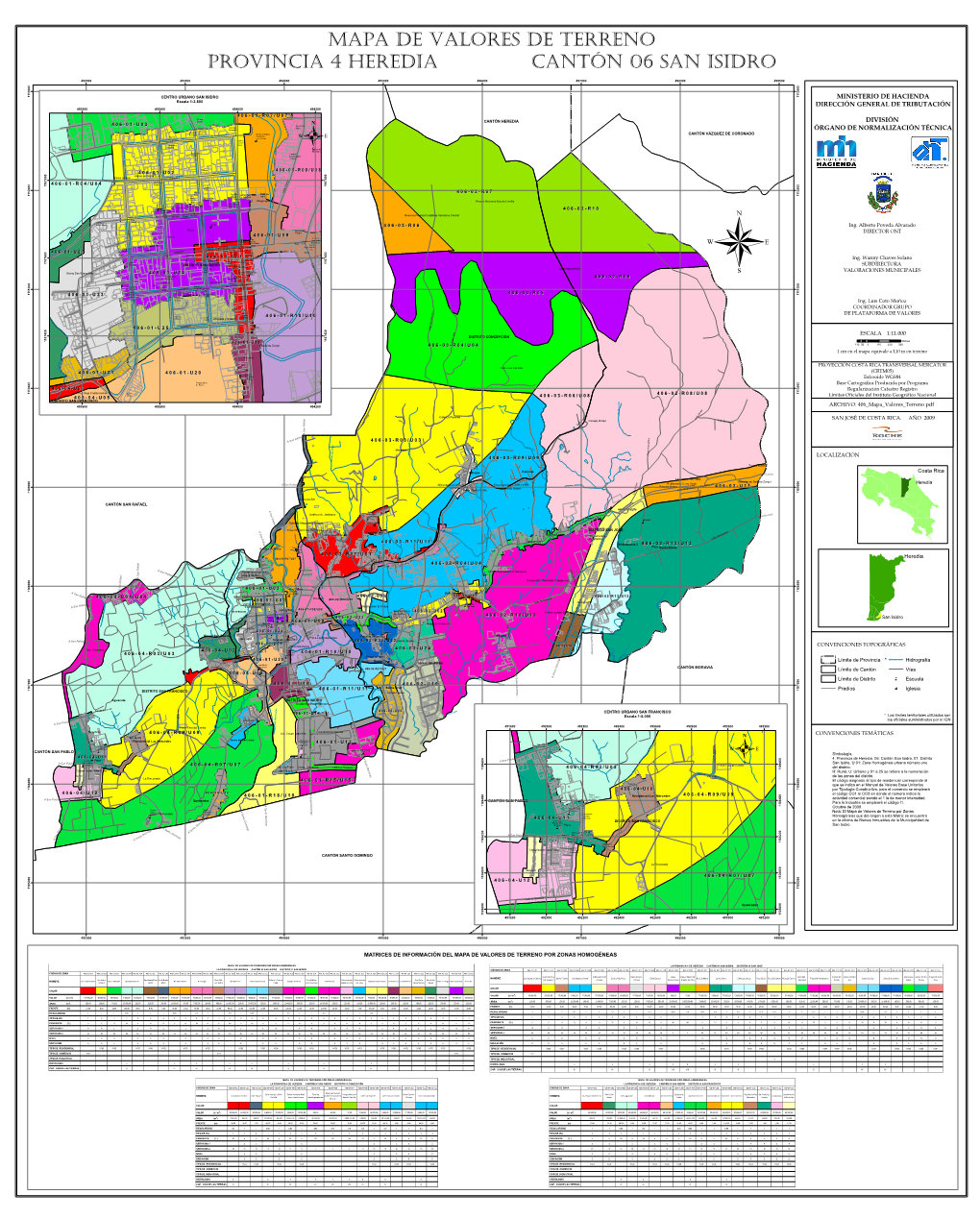 Mapa De Valores De Terreno Provincia 4 Heredia Cantón 06 San Isidro