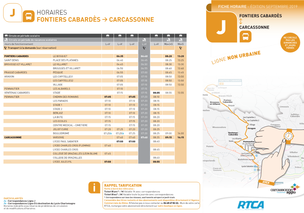 HORAIRES FONTIERS CABARDÈS &gt; CARCASSONNE