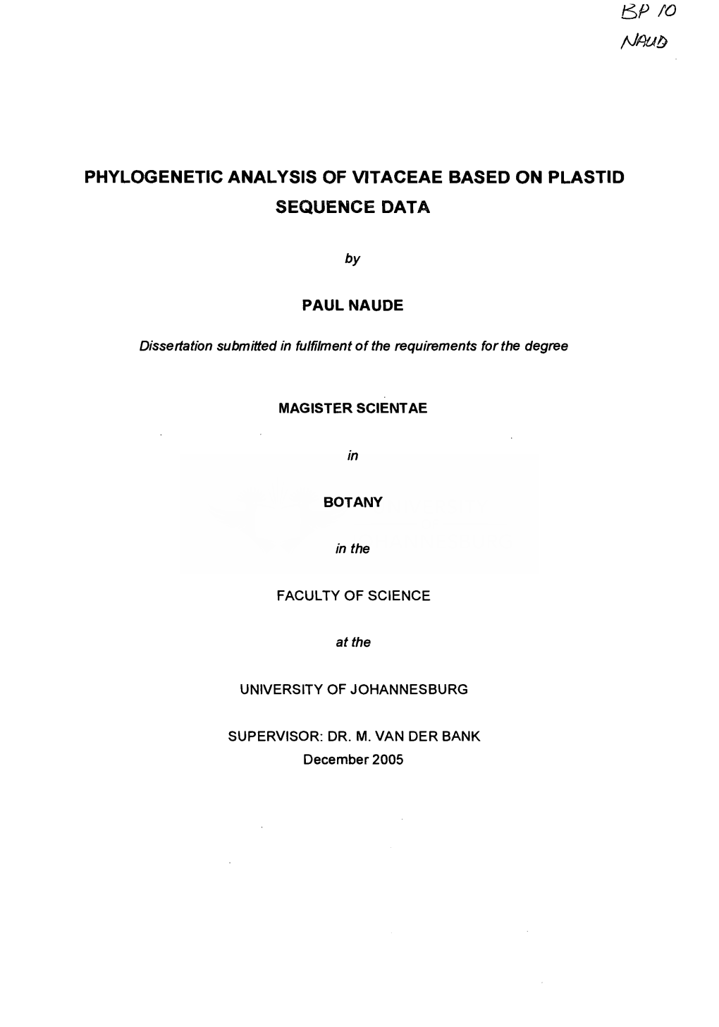 Phylogenetic Analysis of Vitaceae Based on Plastid Sequence Data