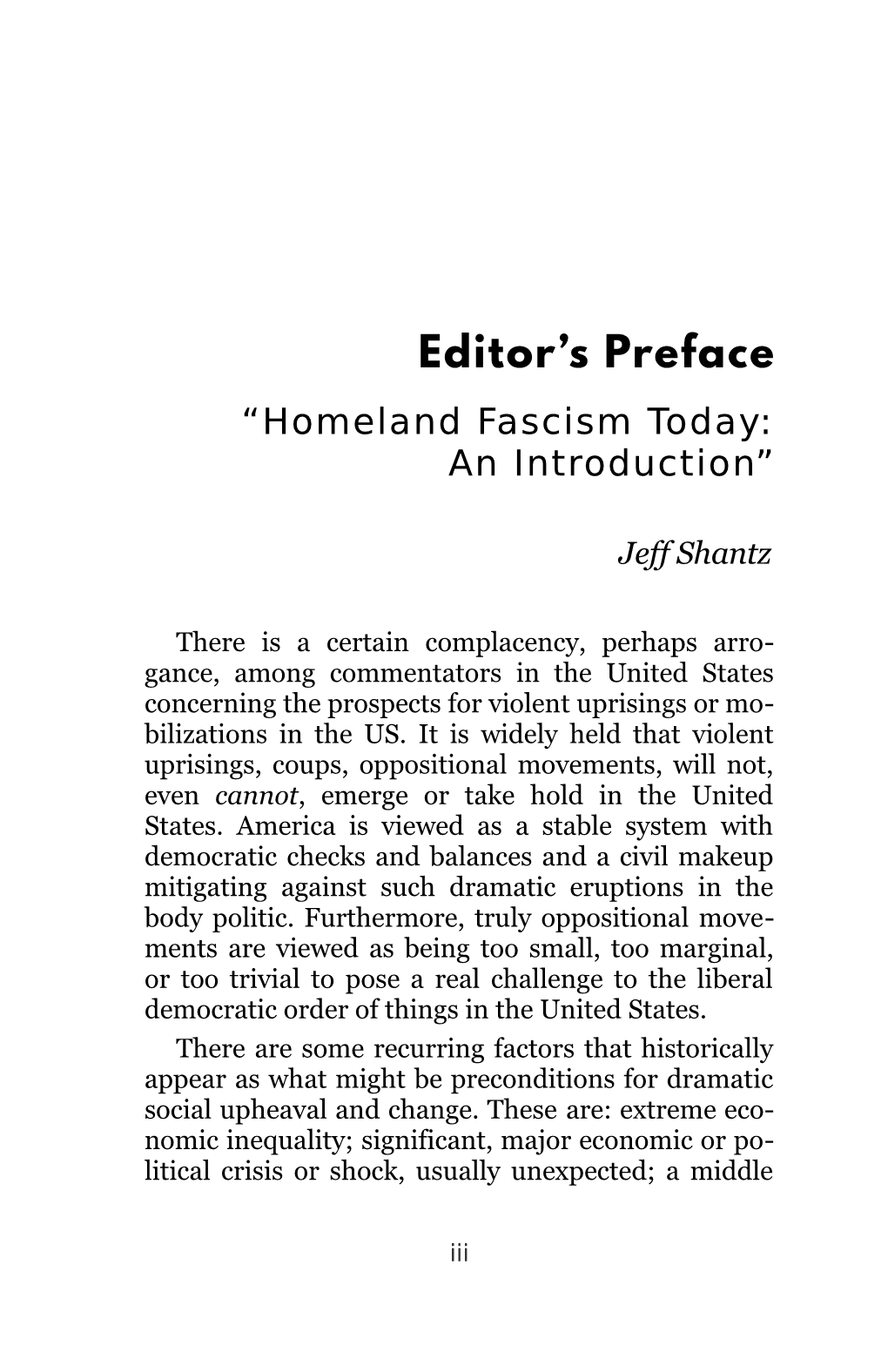 Homeland Fascism Today: an Introduction”