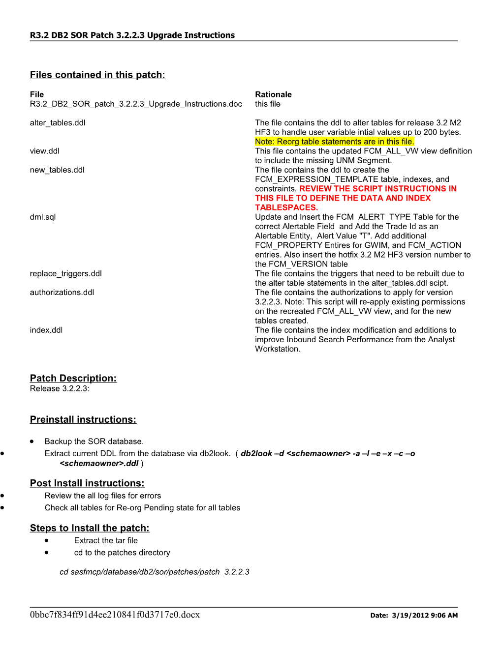 R3.2 DB2 SOR Patch 3.2.2.3 Upgrade Instructions