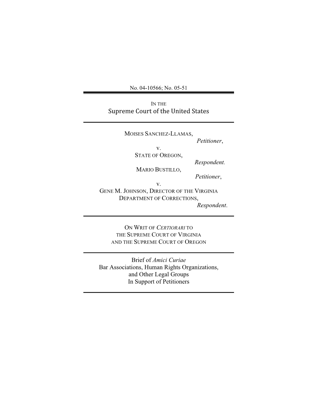 Amicus Brief: Bar Associations, Human Rights Organizations, And