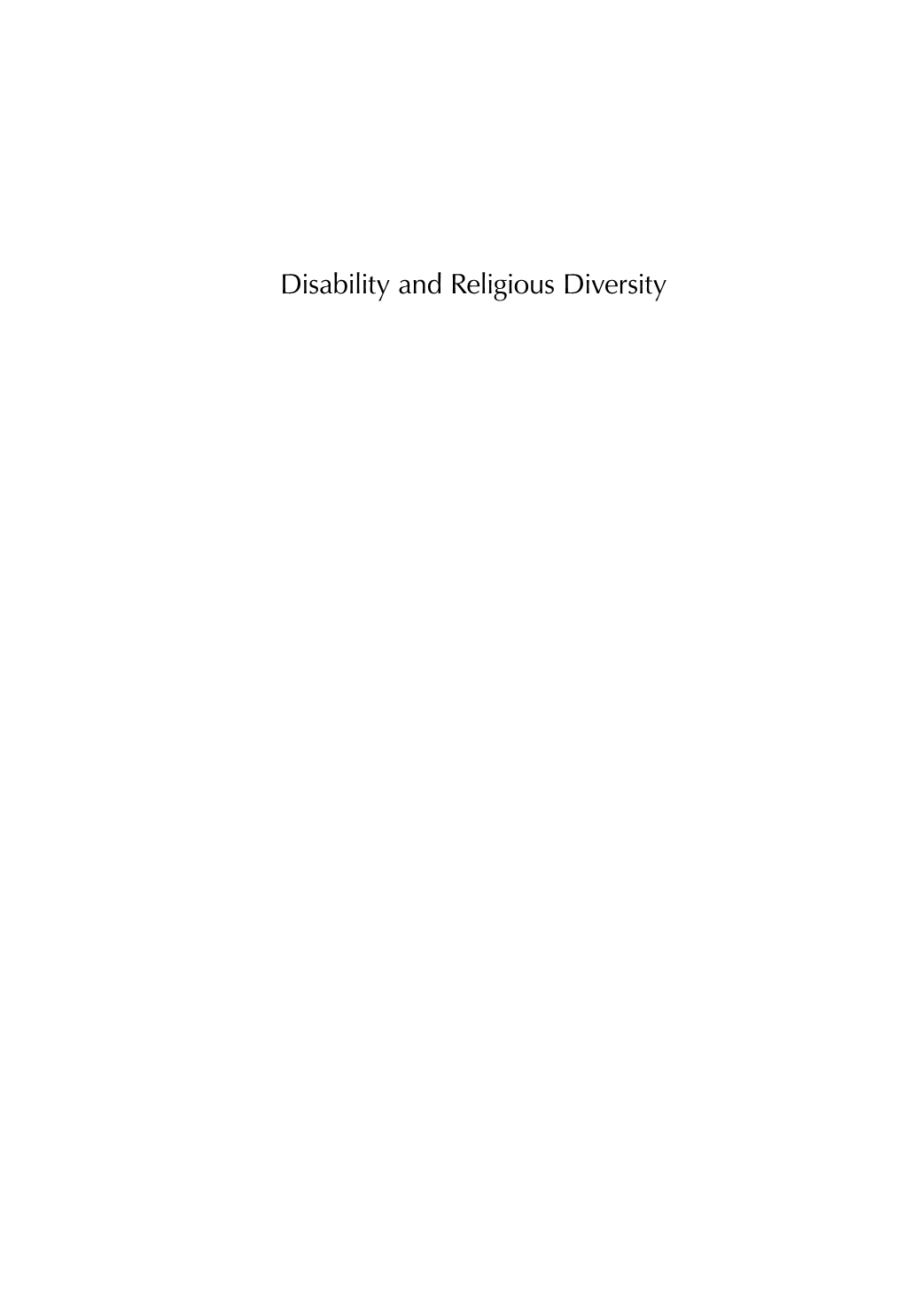 Disability and Religious Diversity