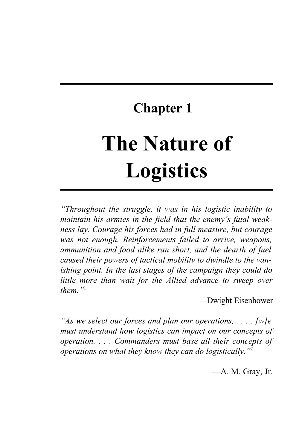 The Nature of Logistics