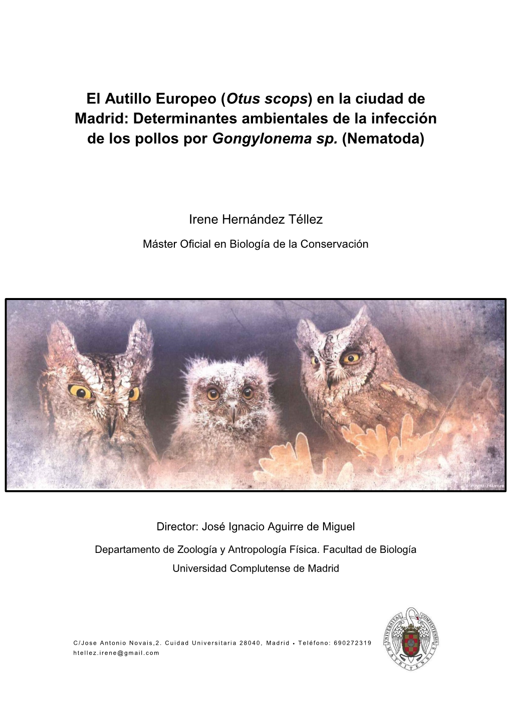 El Autillo Europeo (Otus Scops) En La Ciudad De Madrid: Determinantes Ambientales De La Infección De Los Pollos Por Gongylonema Sp