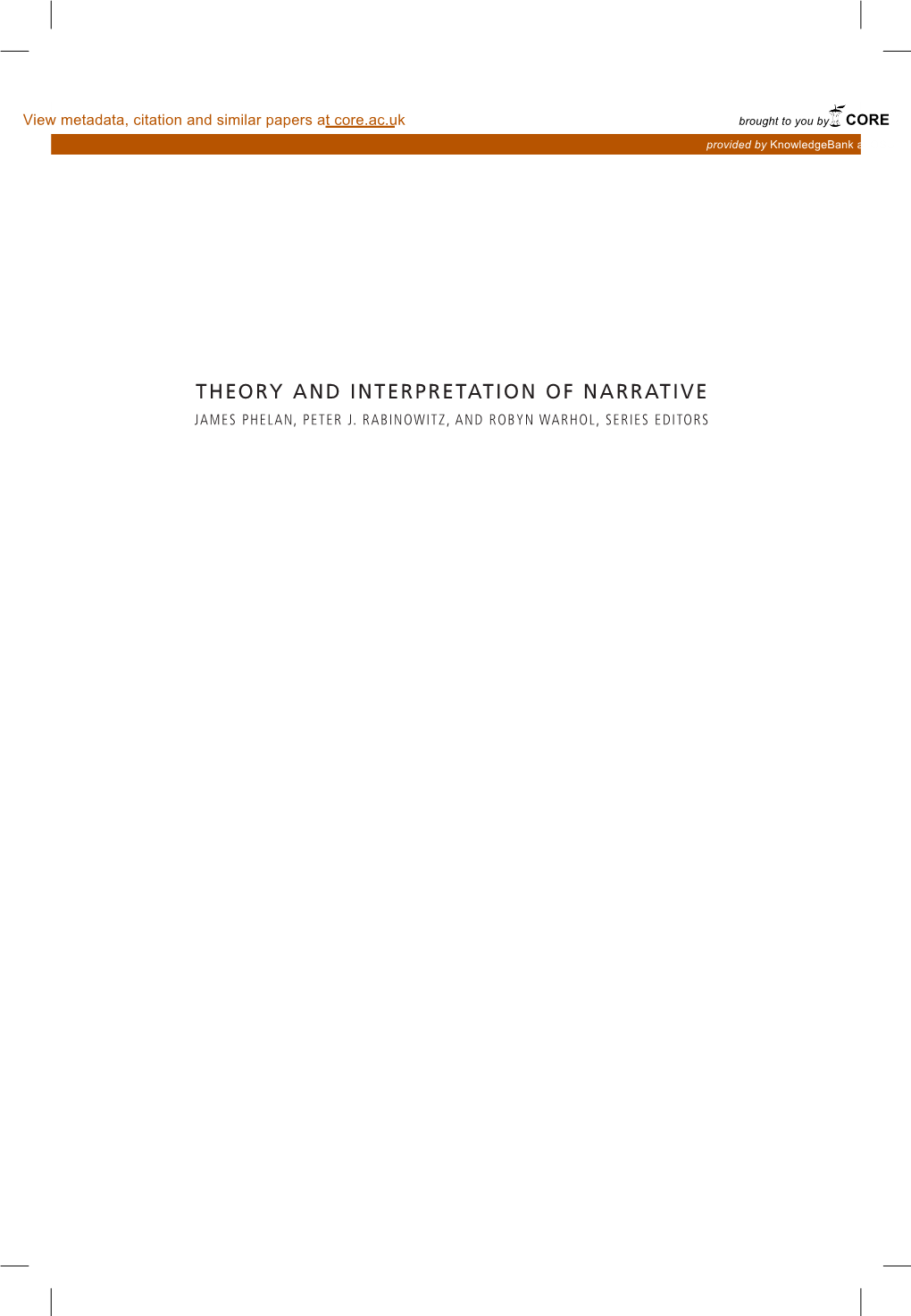 Theory and Interpretation of Narrative James Phelan, Peter J