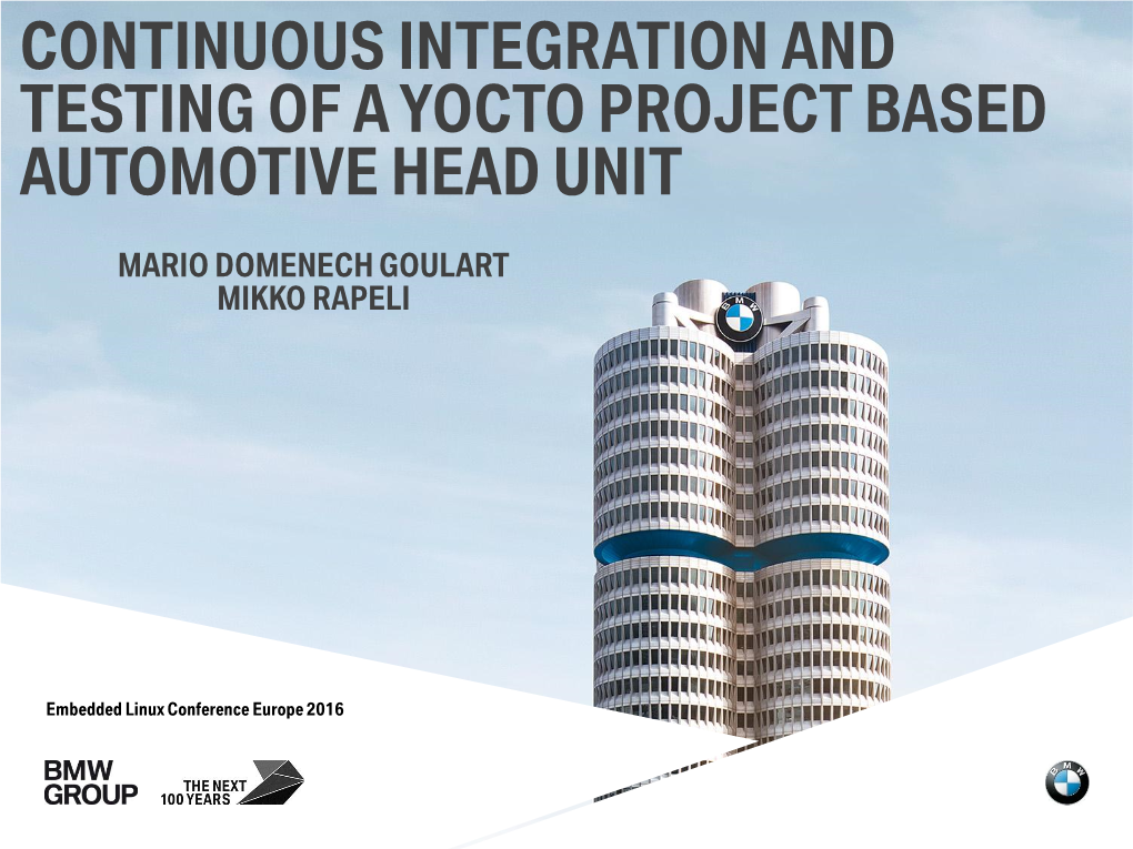 Continuous Integration and Testing of a Yocto Project Based Automotive Head Unit