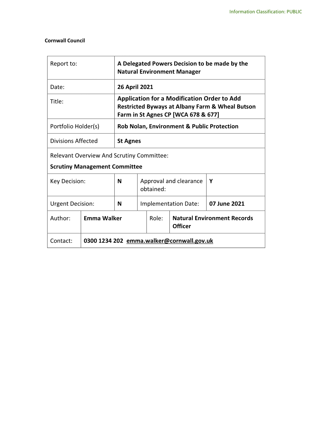 WCA 678 Report