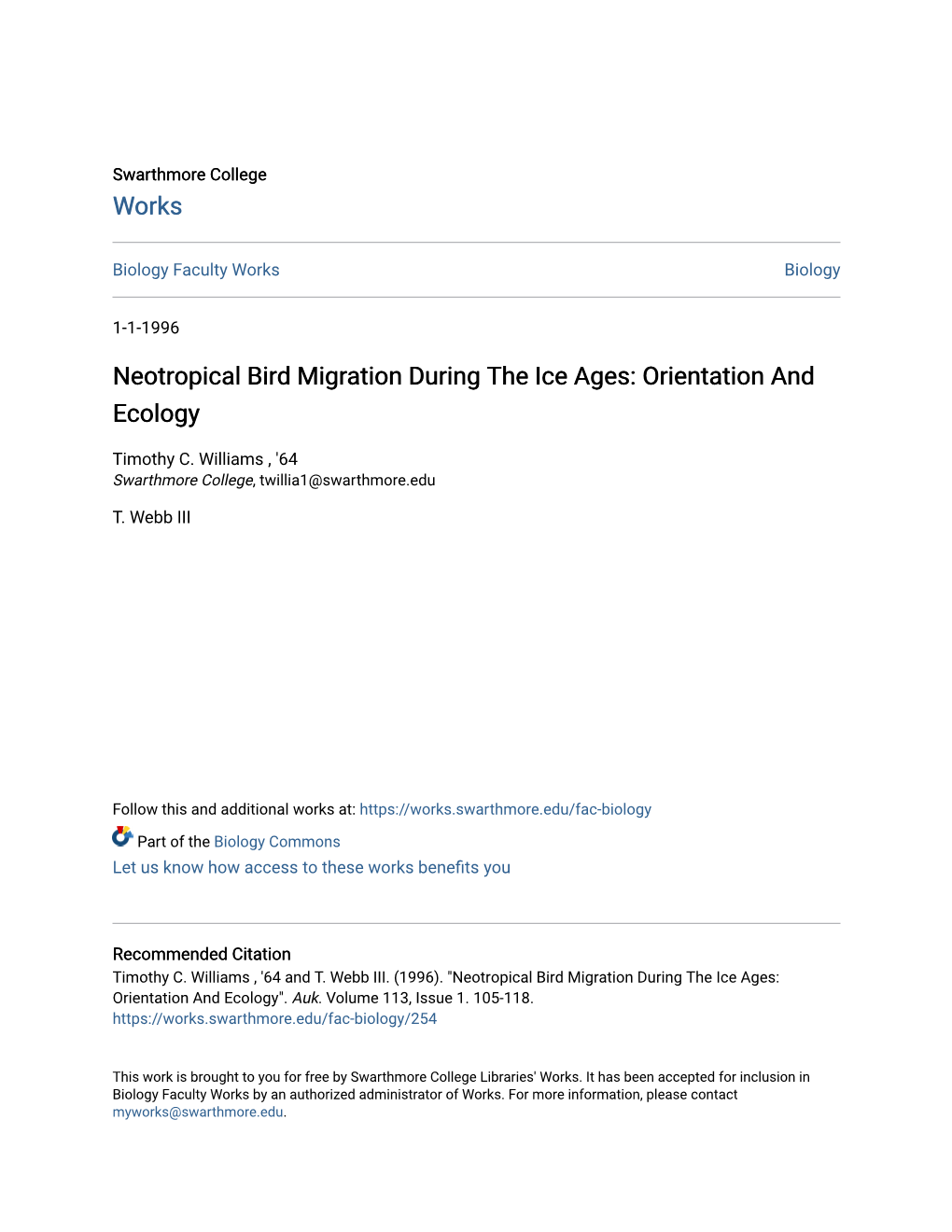 Neotropical Bird Migration During the Ice Ages: Orientation and Ecology