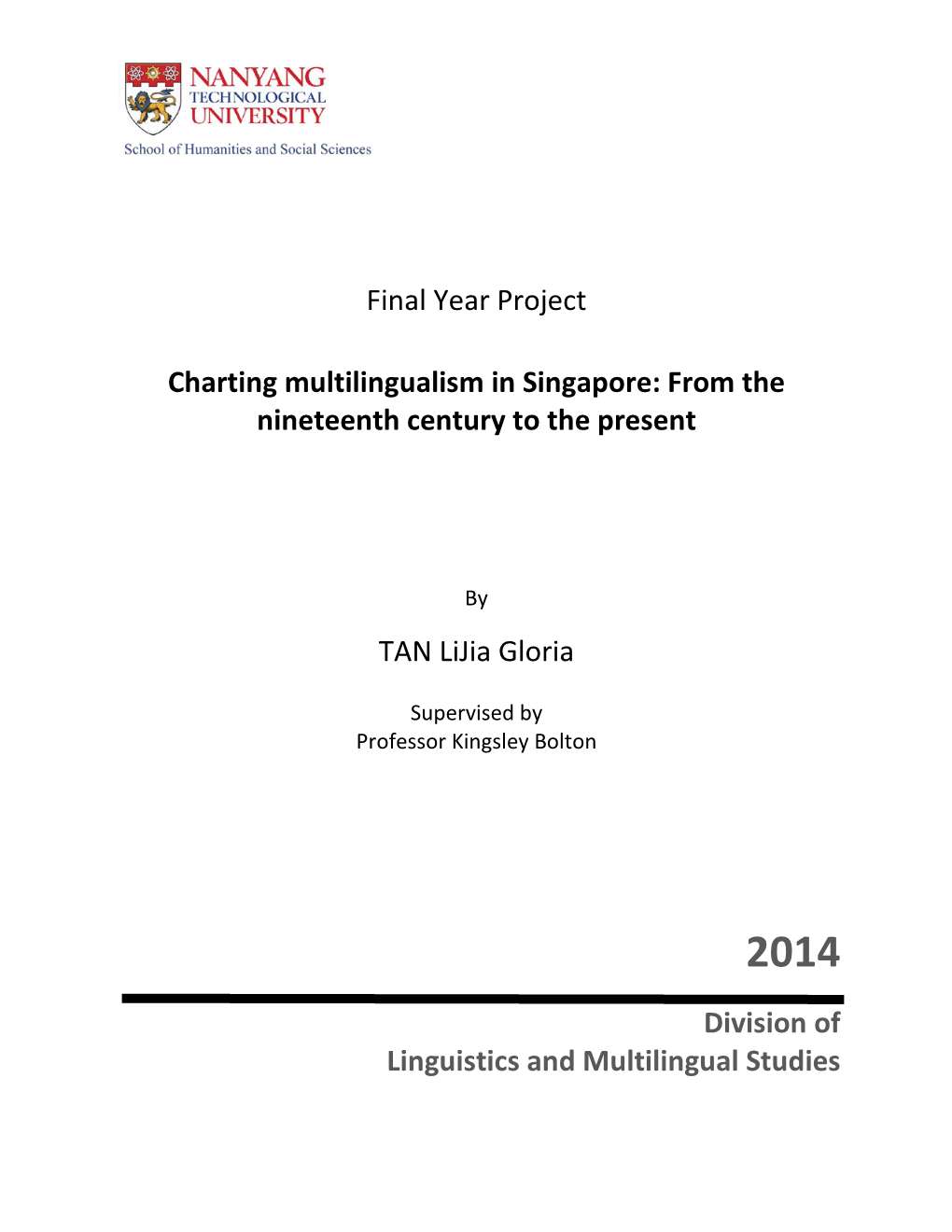 Final Year Project Charting Multilingualism in Singapore: From