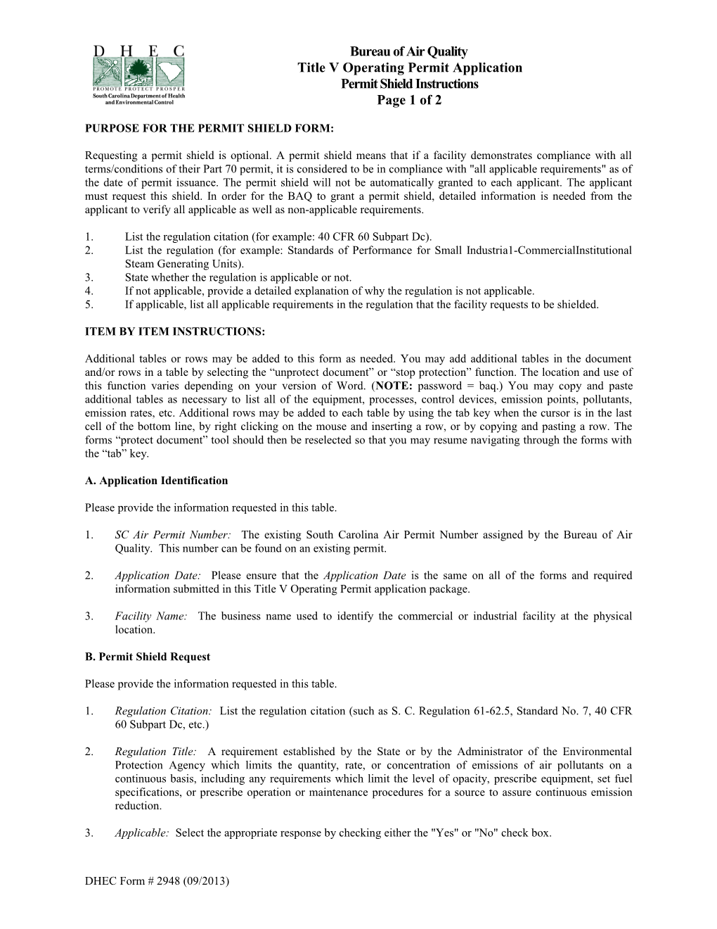 TV D-2948 Permit Shield Instructions