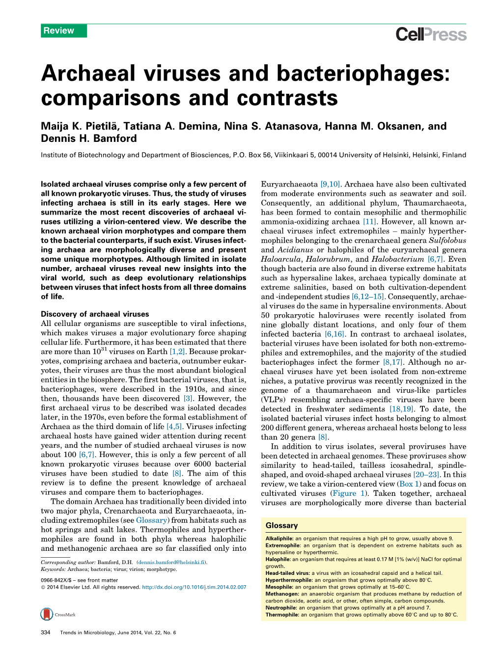 Archaeal Viruses and Bacteriophages: Comparisons and Contrasts