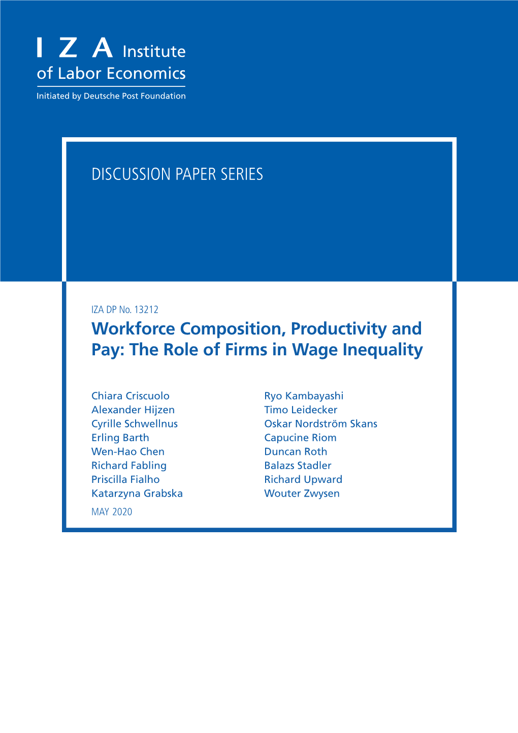 Workforce Composition, Productivity and Pay: the Role of Firms in Wage Inequality