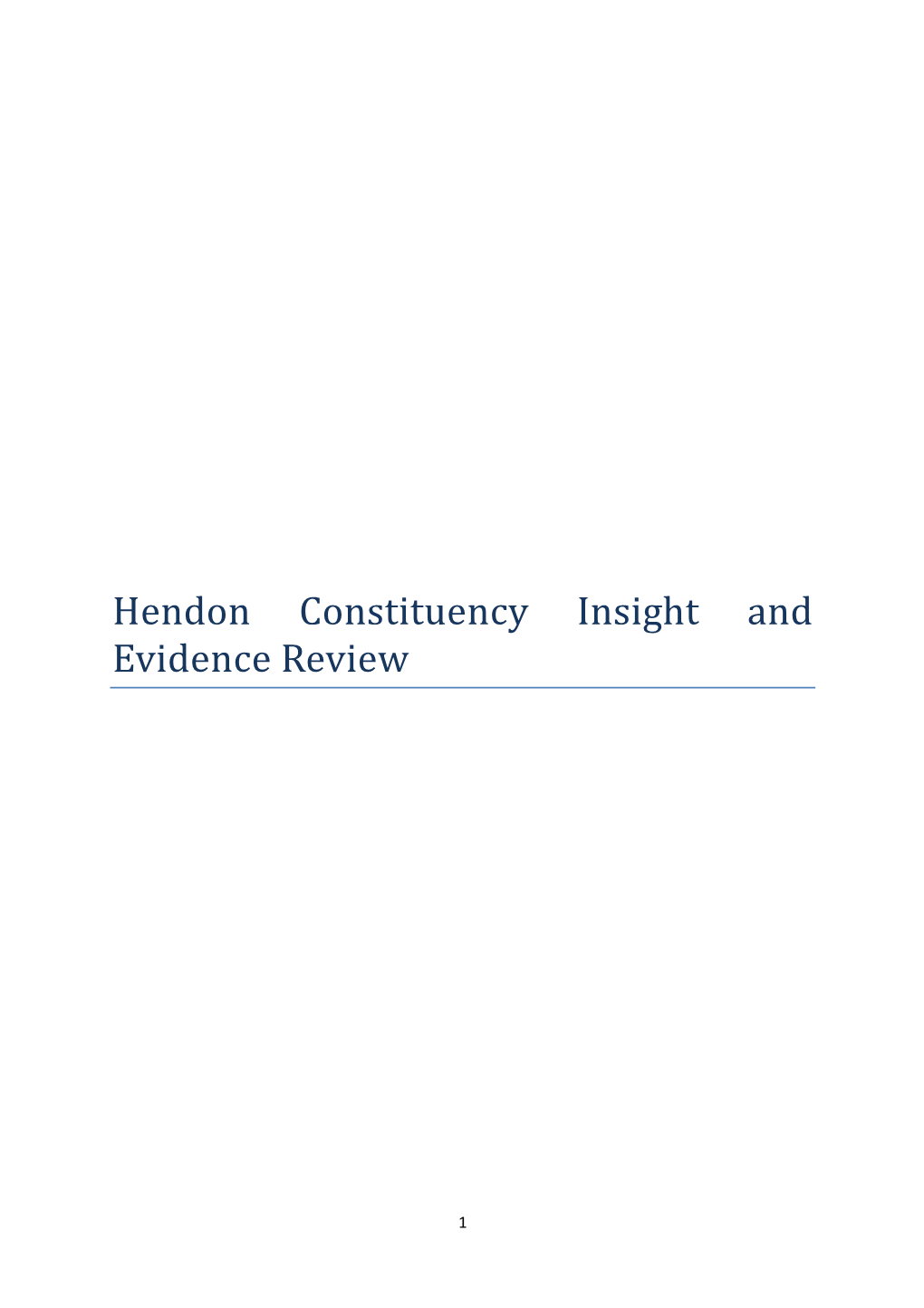 Hendon Constituency Insight and Evidence Review