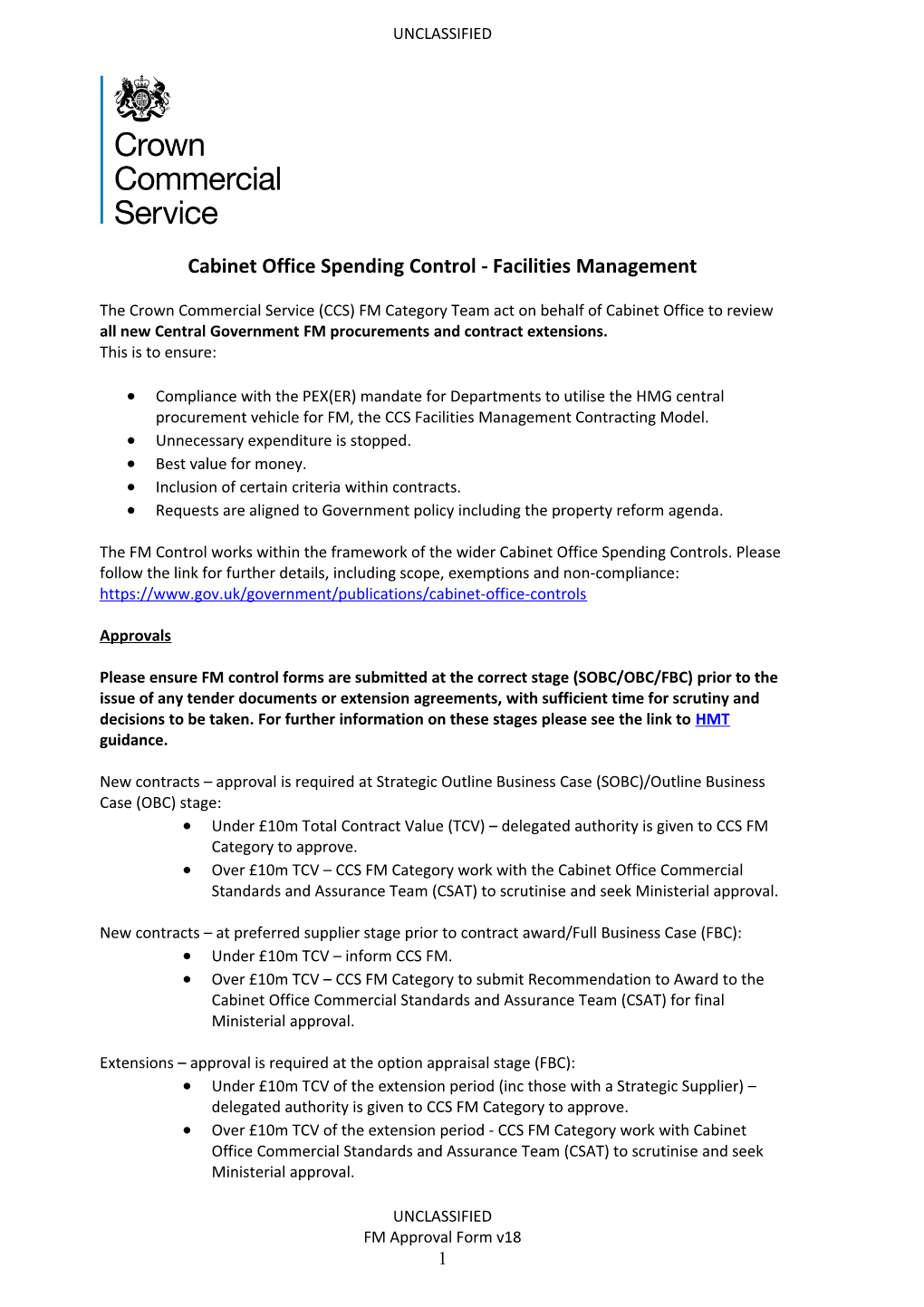 Cabinet Office Spending Control - Facilities Management