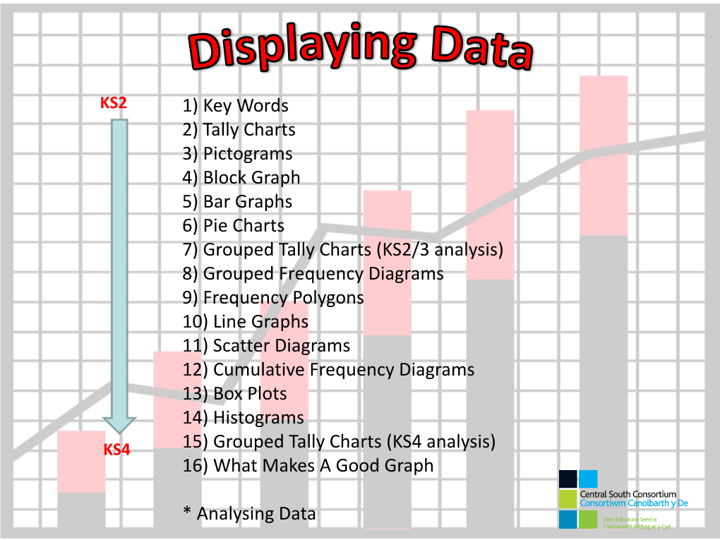 1) Key Words 2) Tally Charts 3) Pictograms 4) Block Graph 5) Bar