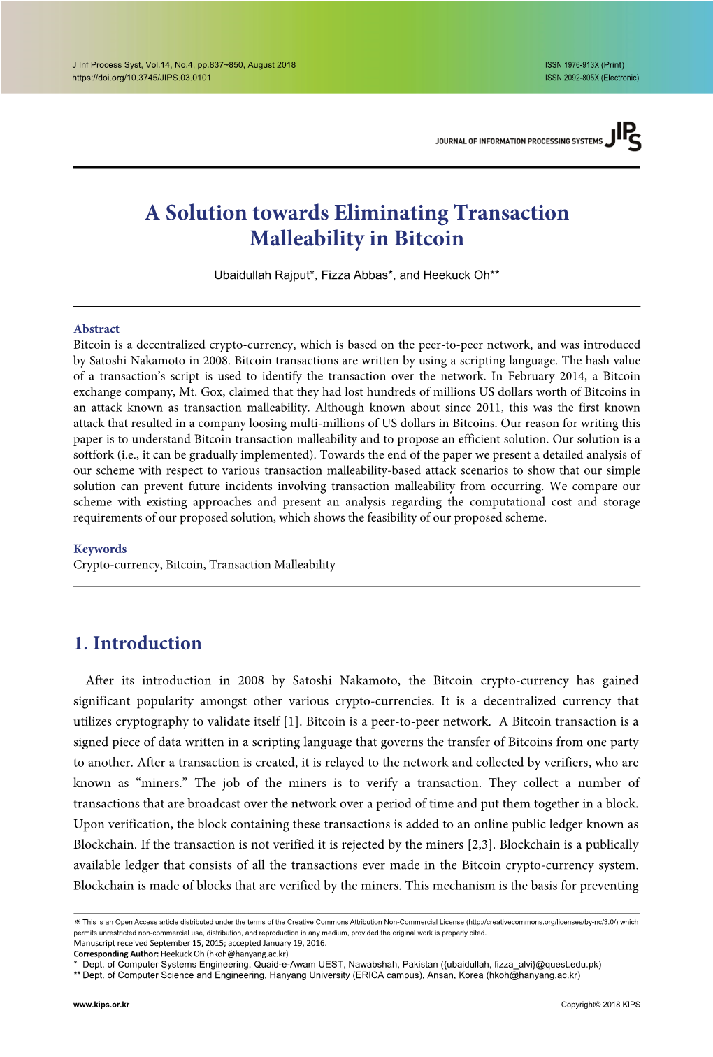 A Solution Towards Eliminating Transaction Malleability in Bitcoin