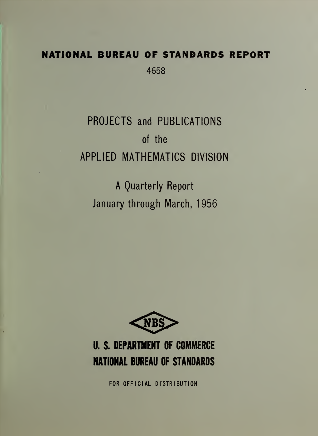 Projects and Publications of the Applied Mathematics Division