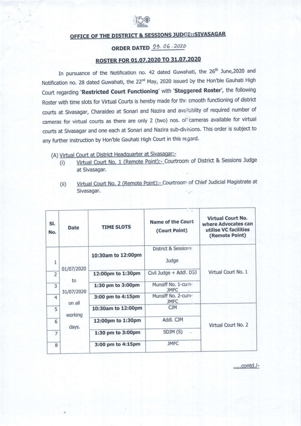 Courtroom of District & Sessions Judge at Sivasagar