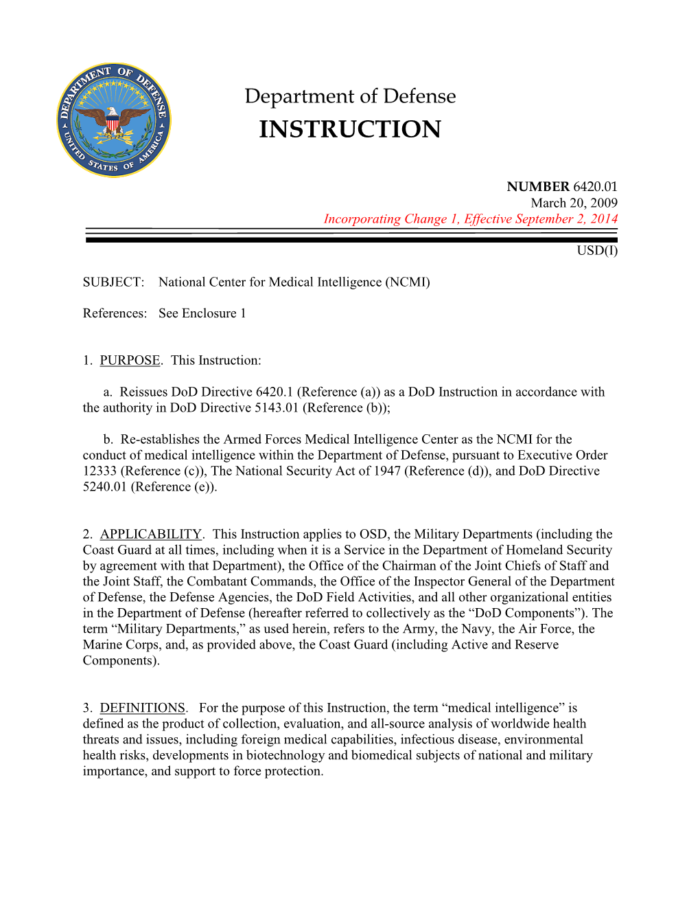 Dod Instruction 6420.01, March 20, 2009