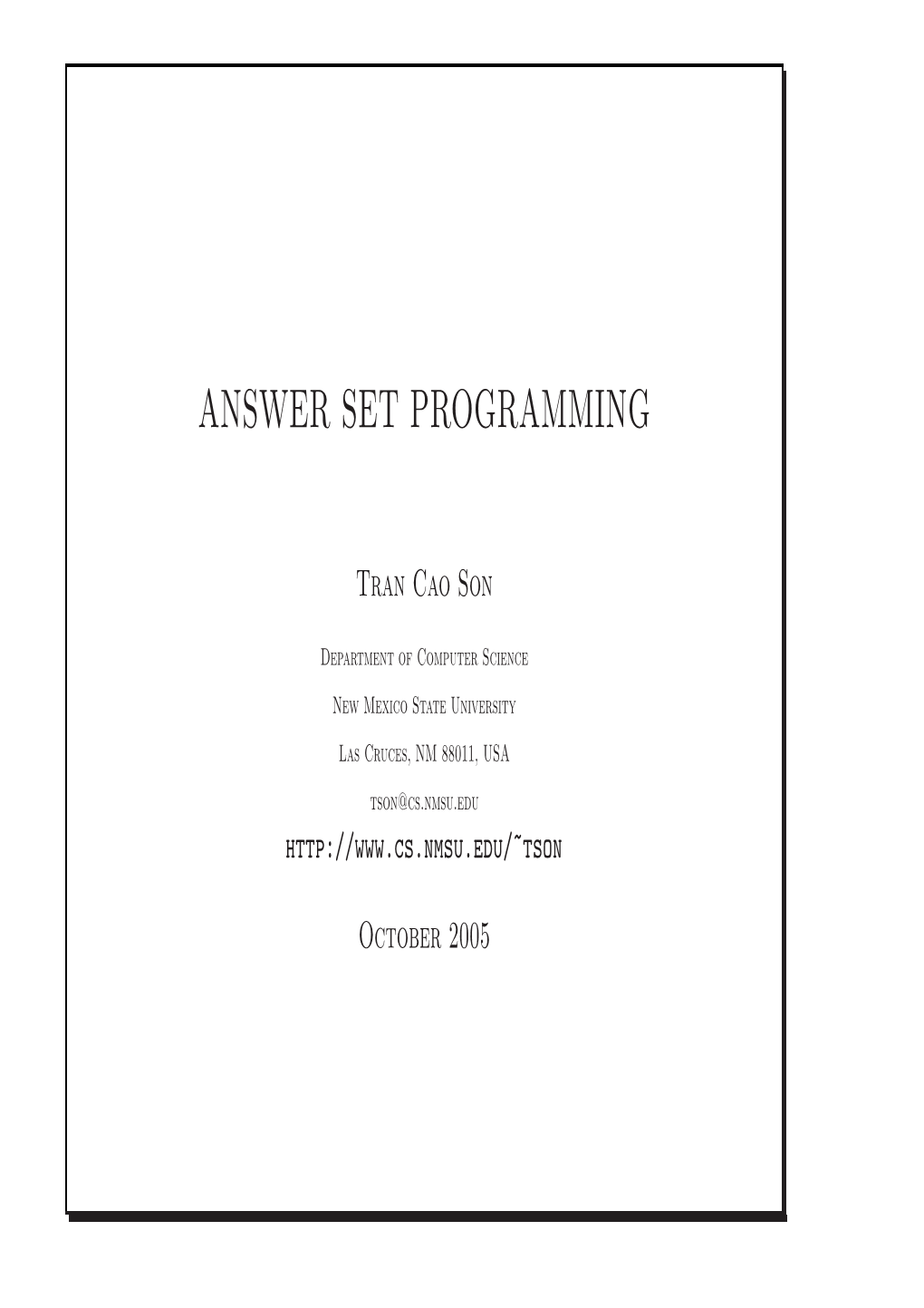 Answer Set Programming